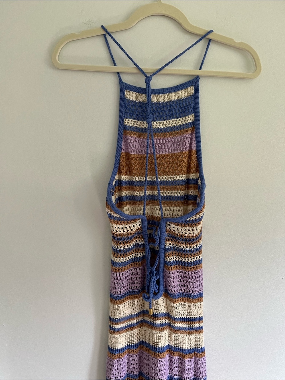 L*SPACE Allegra Crochet Halter Maxi Dress Multi Color Bathing Suit Swim Coverup - Picture 4 of 7
